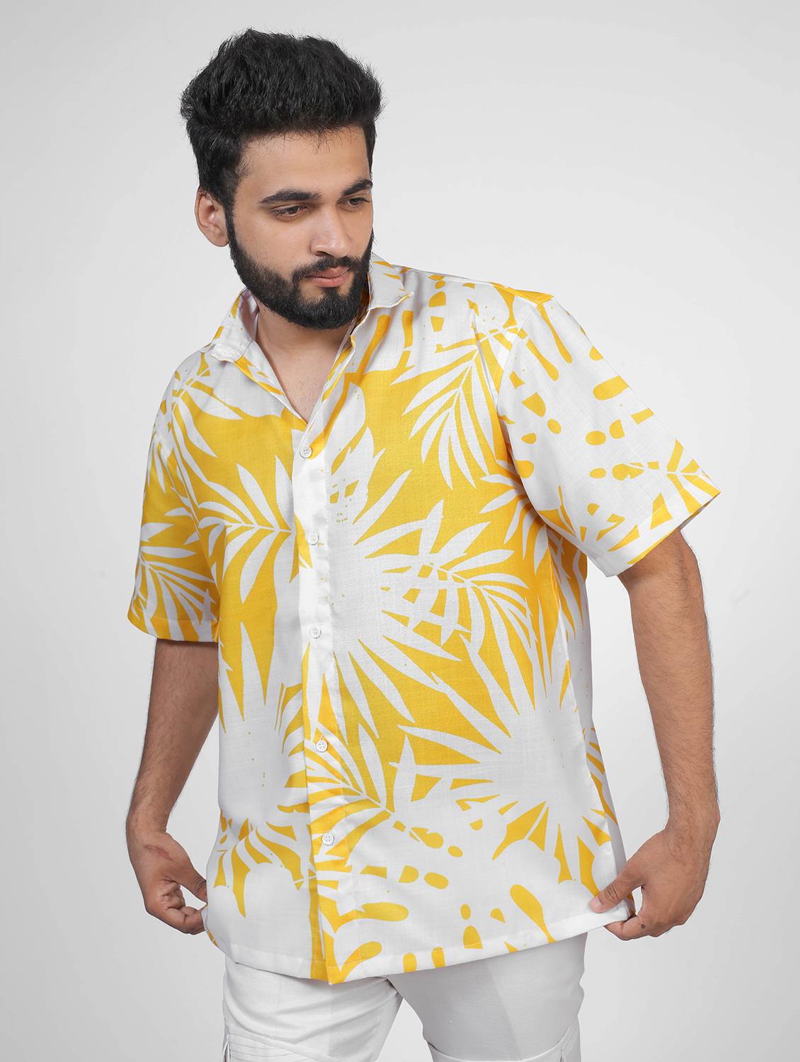 men printed short sleeve oversized casual shirt - 22013223 - Standard Image - 1
