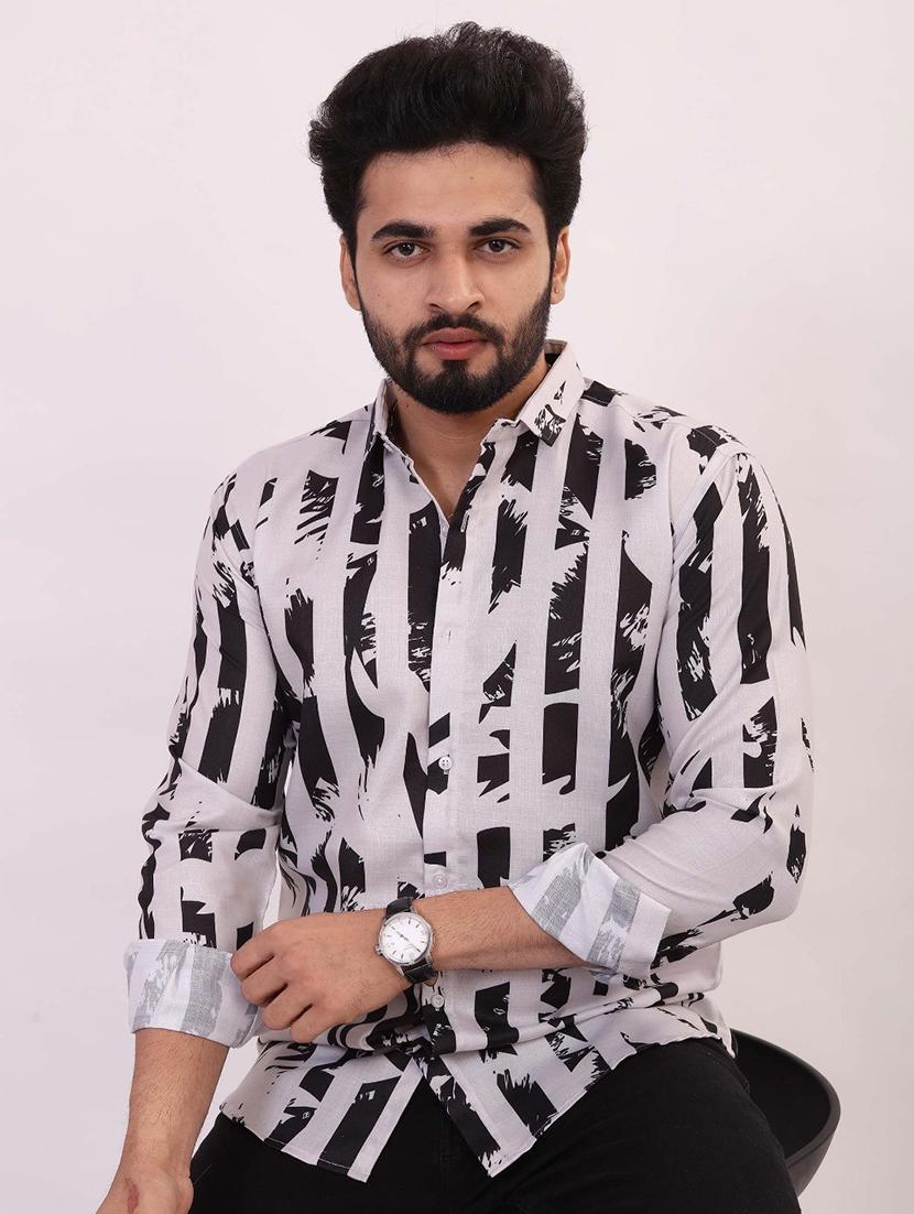 men printed long sleeve regular fit casual shirt - 22013229 - Standard Image - 1