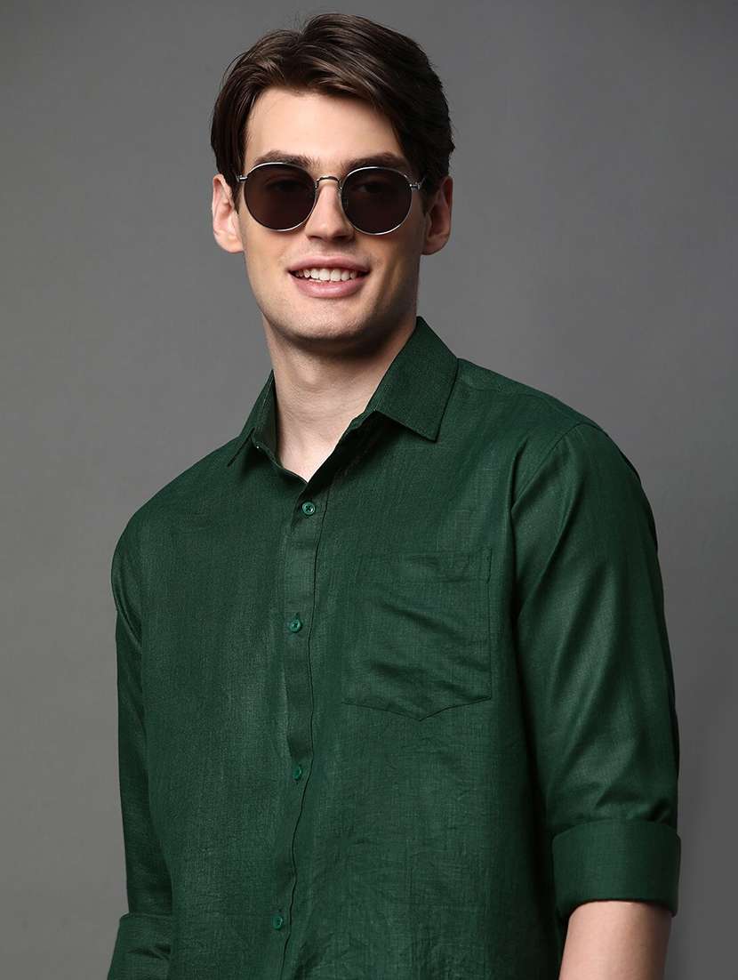 men solid long sleeve regular fit casual shirt - 22013232 -  Zoom Image - 0