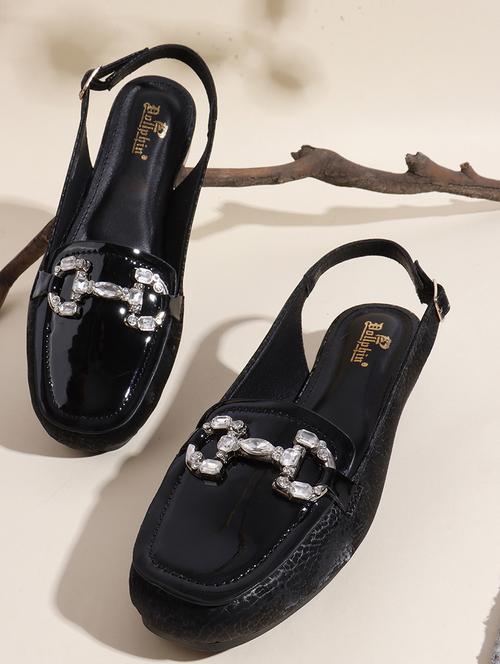 women black back strap slip on flats - 22013256 -  Standard Image - 0