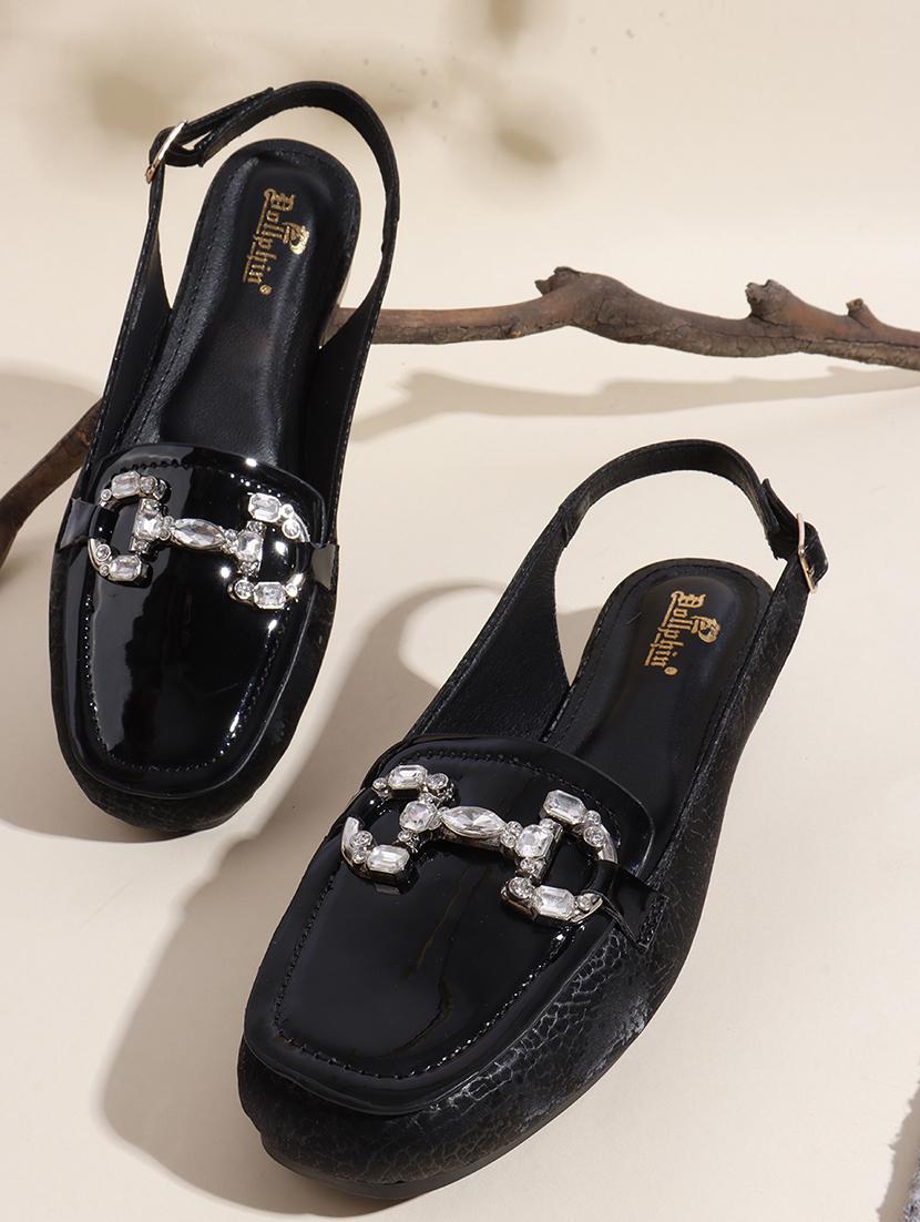 women black back strap slip on flats - 22013256 -  Zoom Image - 0