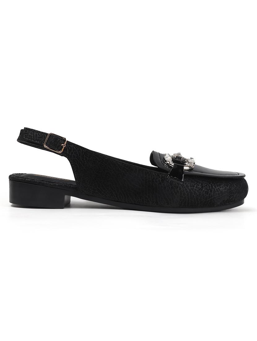 women black back strap slip on flats - 22013256 - Standard Image - 4