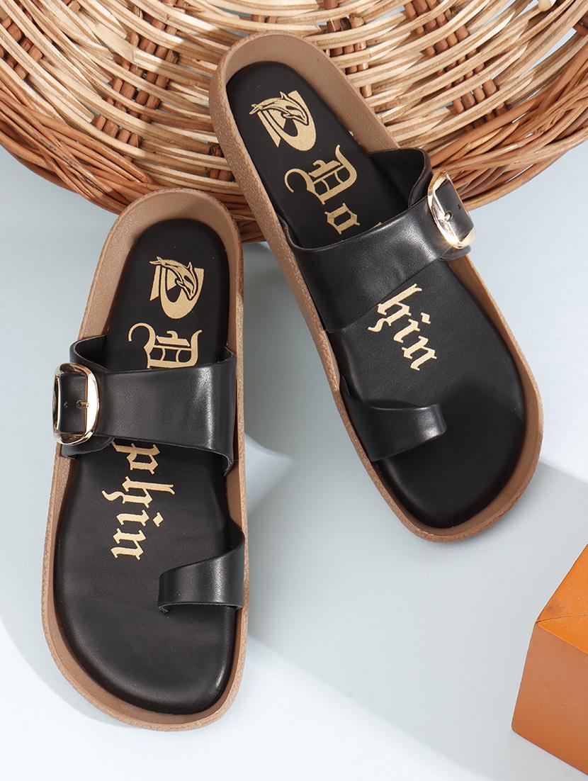 women black one toe slip on sandal - 22013291 -  Zoom Image - 0