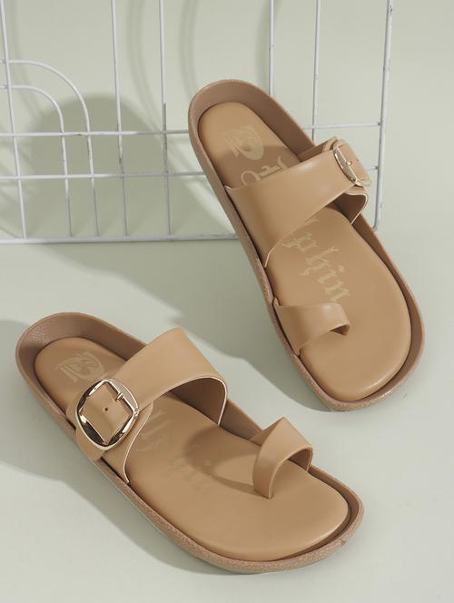women solid one toe slip on flats - 22013293 - Standard Image - 0