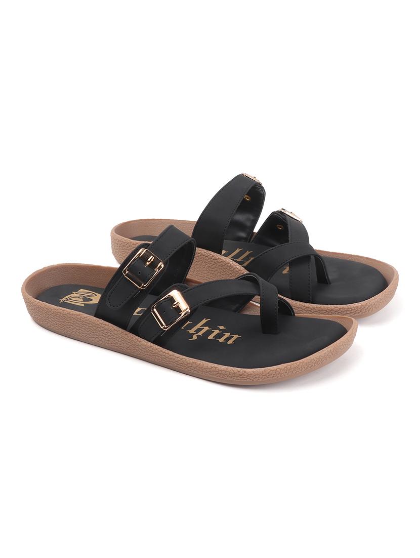 womne black slip on sandal - 22013306 - Standard Image - 4