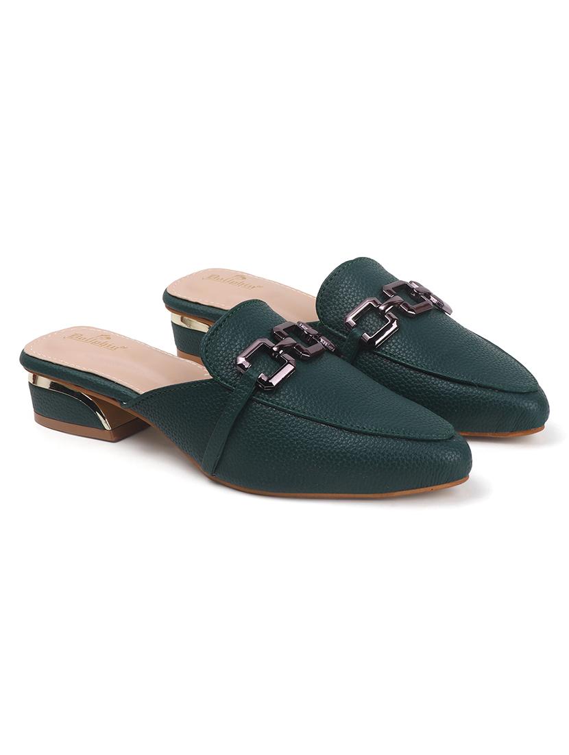 women green solid slip on mule - 22013314 - Standard Image - 4