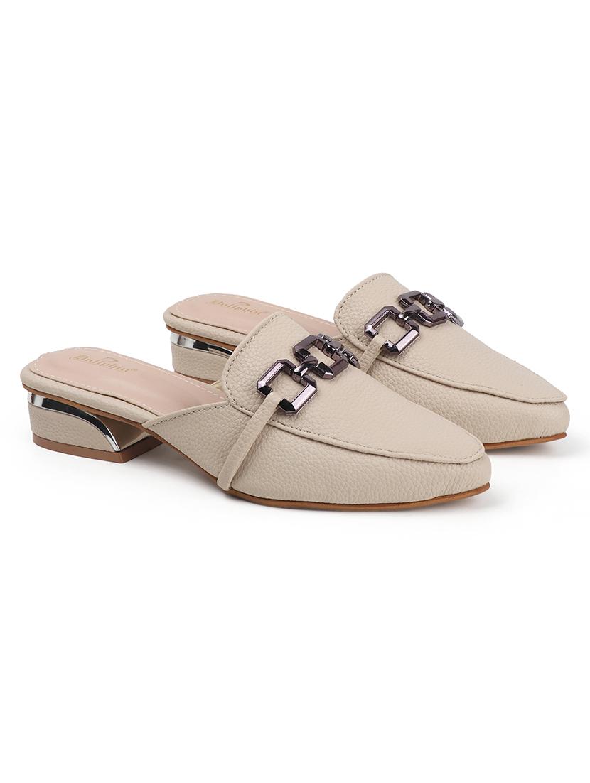 women beige solid slip on mule - 22013315 - Standard Image - 4