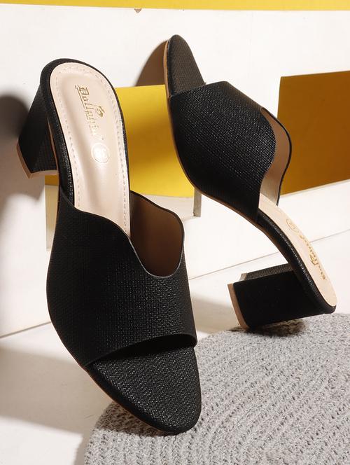 womne black slip on sandal - 22013320 - Standard Image - 0