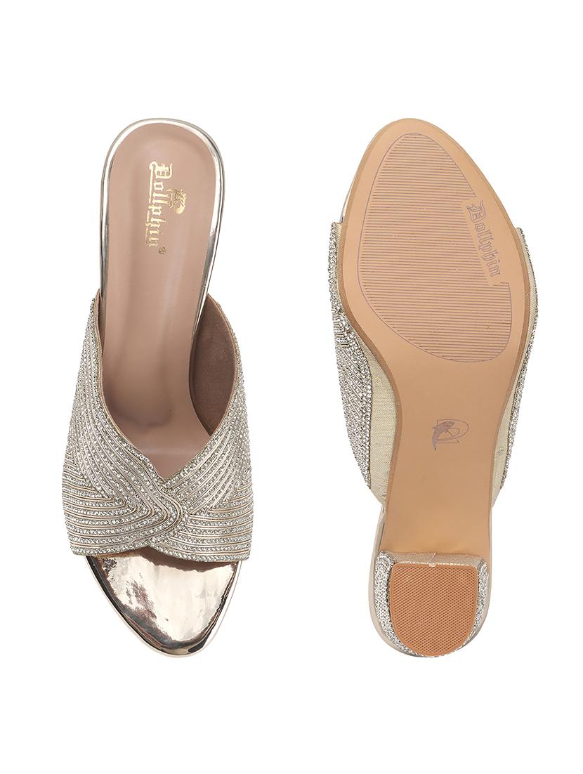 women gold slip on sandal - 22013323 - Standard Image - 4