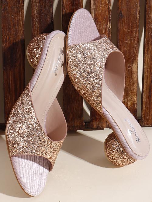 women gold embellished slip on sandal - 22013328 - Standard Image - 0