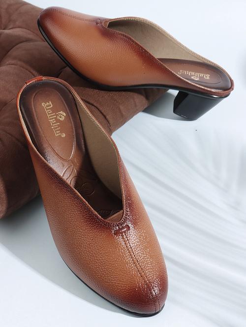 women solid slip on block heel mule - 22013340 - Standard Image - 0