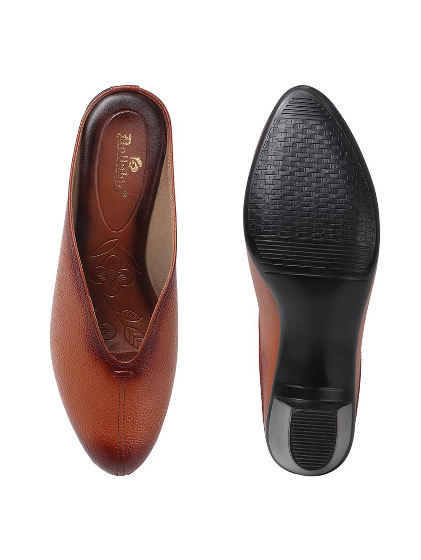 women solid slip on block heel mule - 22013340 - Standard Image - 4
