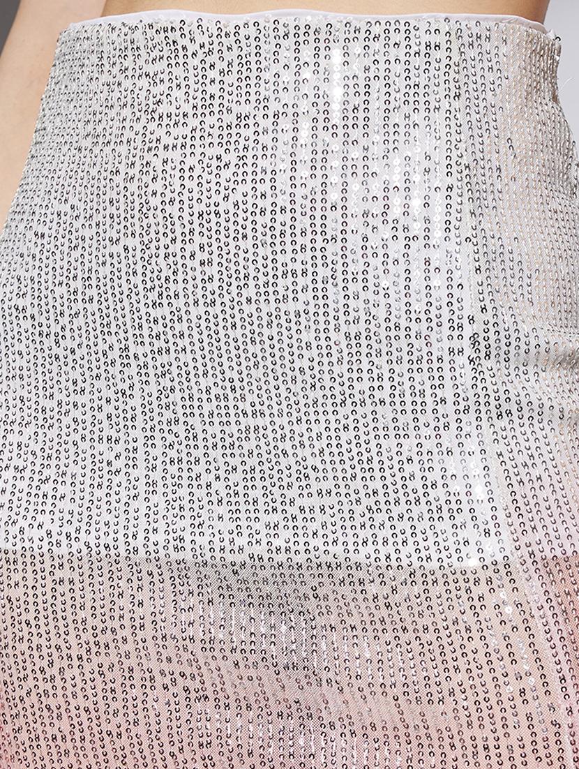 women sequined high rise high slit skirt - 22013358 - Standard Image - 4