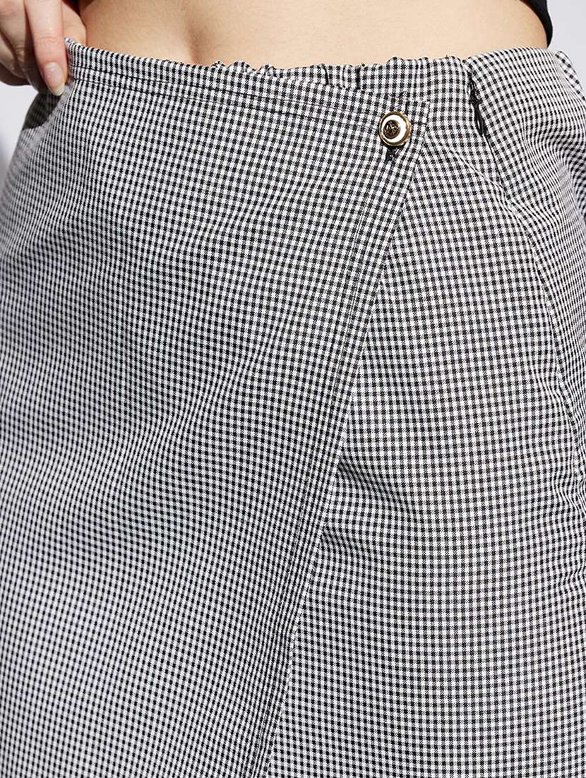 women checkered high rise wrap skirt - 22013361 - Standard Image - 4