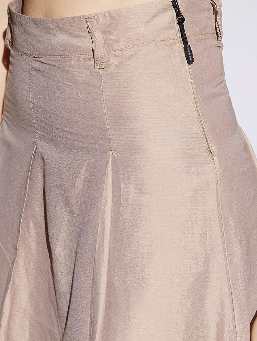 women beige solid high rise flared skirt - 22013362 -  Standard Image - 4