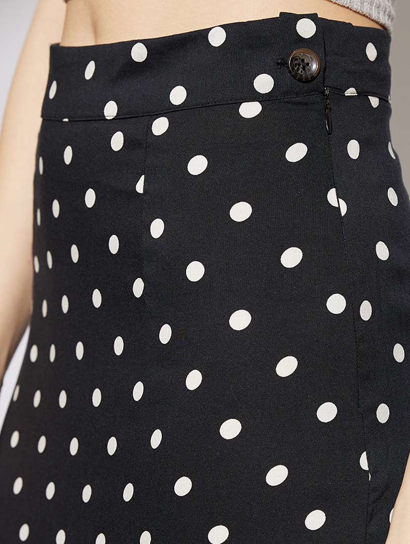 women polka doted high rise straight skirt - 22013363 - Standard Image - 4