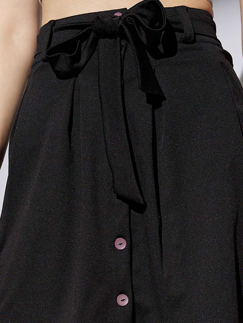women black solid high rise a-line skirt - 22013365 -  Standard Image - 4