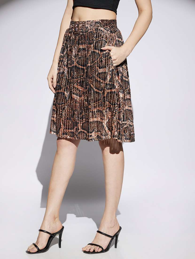 women animal print high rise flared skirt - 22013367 -  Standard Image - 1