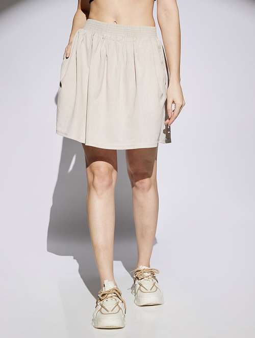 women beige solid mid rise a-line skirt - 22013368 -  Standard Image - 0