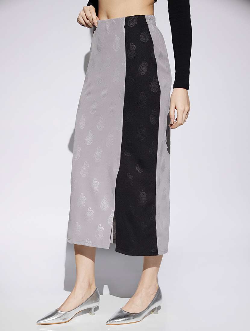 women color blocked high rise bodycon skirt - 22013370 -  Standard Image - 1