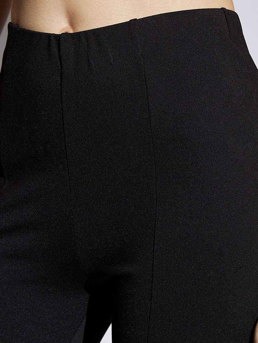 women black solid high rise bootcut trouser - 22013374 -  Standard Image - 4