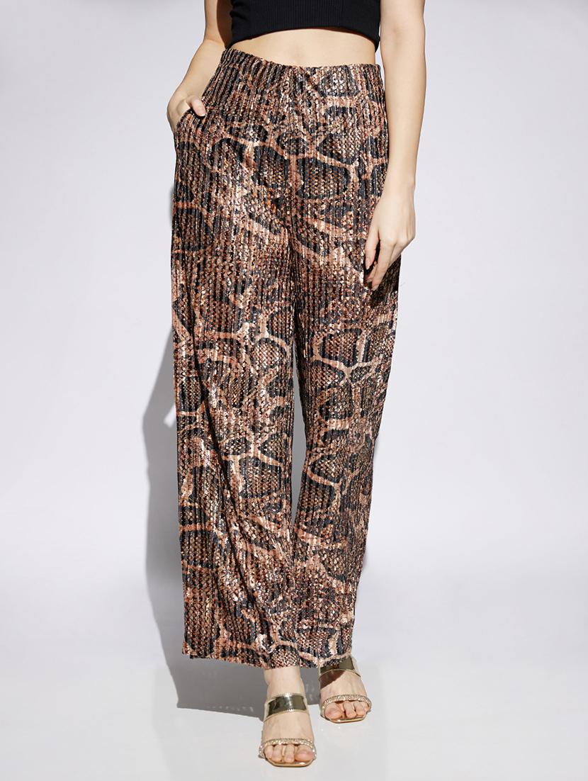 women animal print high rise wide leg trouser - 22013376 - Zoom Image - 0