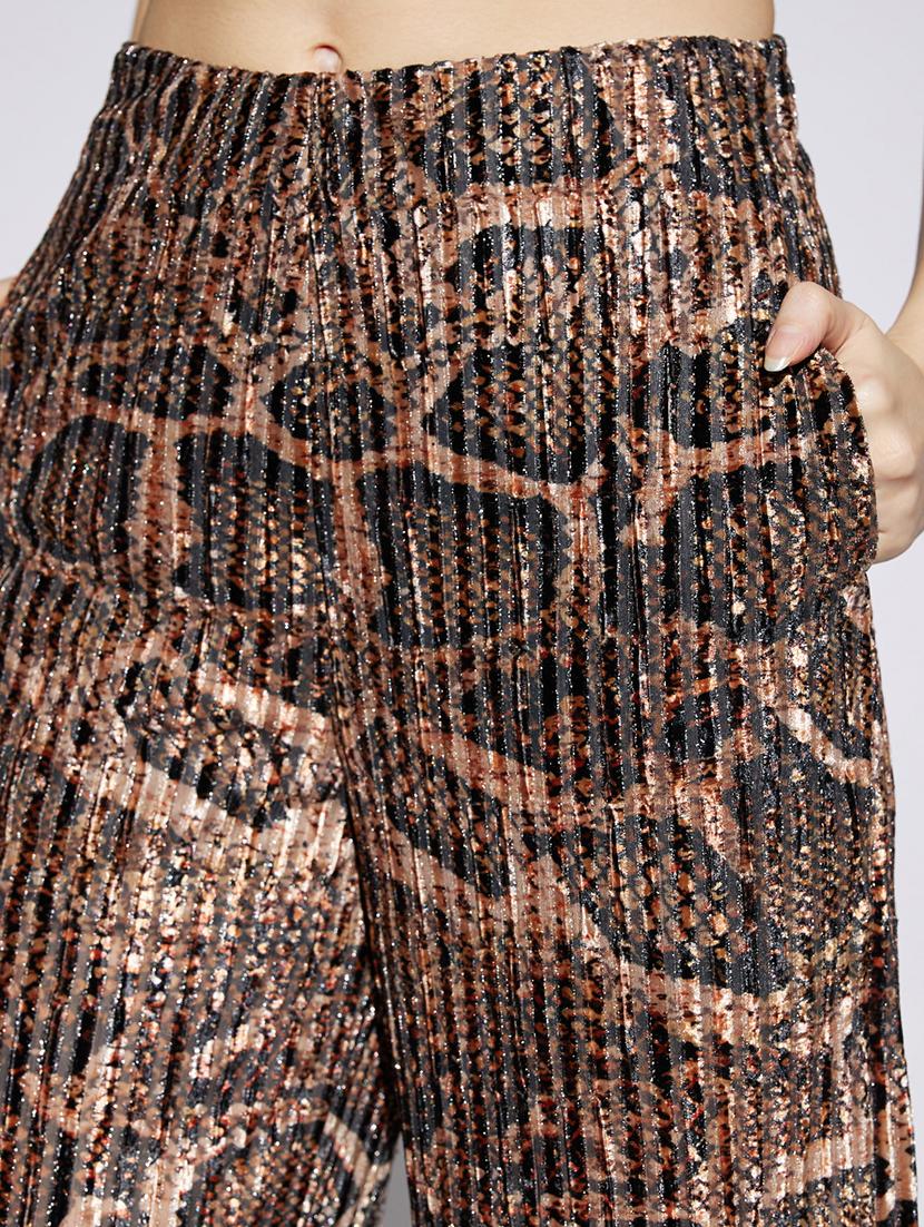 women animal print high rise wide leg trouser - 22013376 - Standard Image - 4