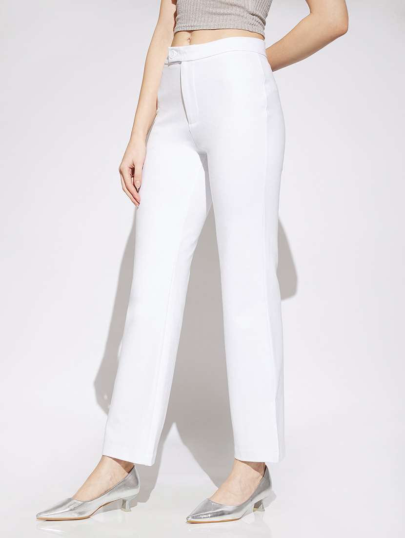 women solid mid rise bootcut trouser - 22013377 -  Standard Image - 1