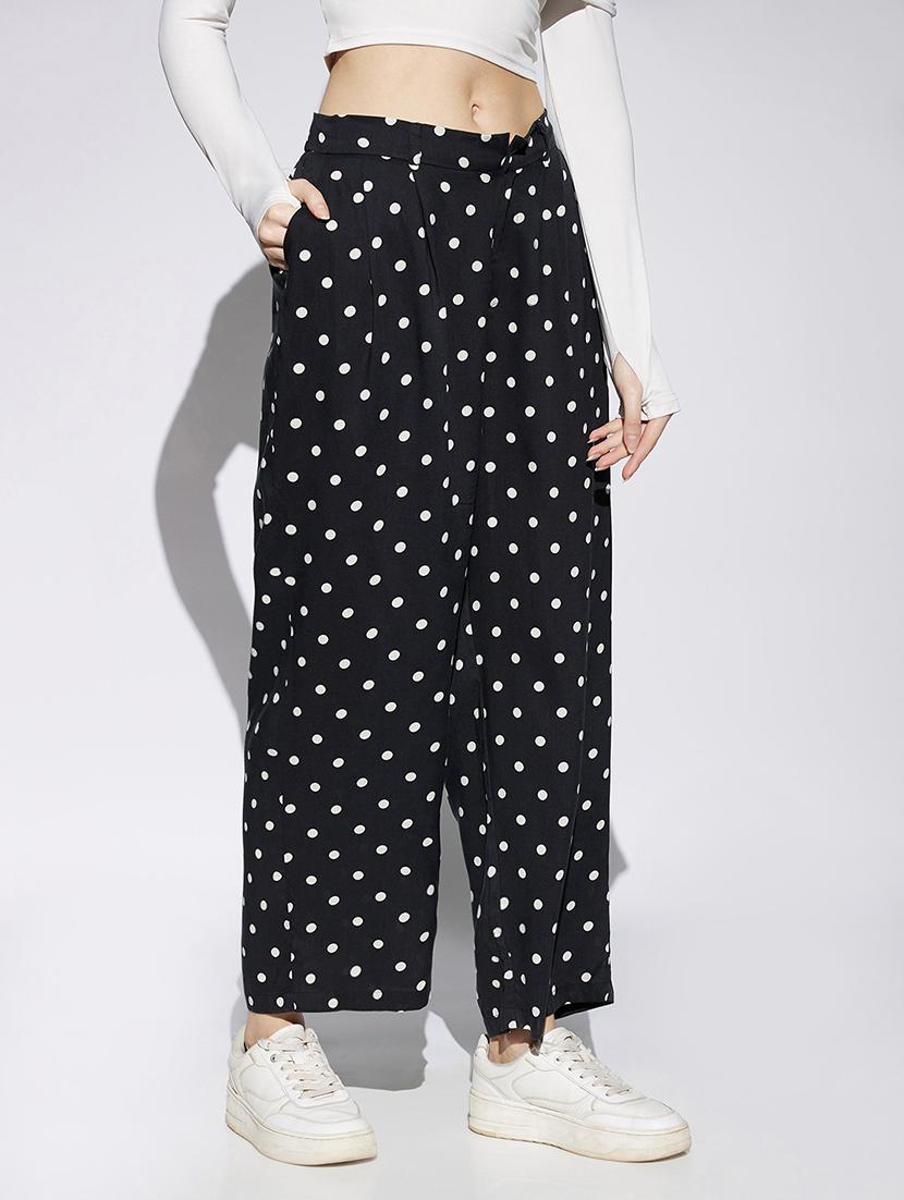 women polka doted high rise wide leg trouser - 22013379 -  Standard Image - 1
