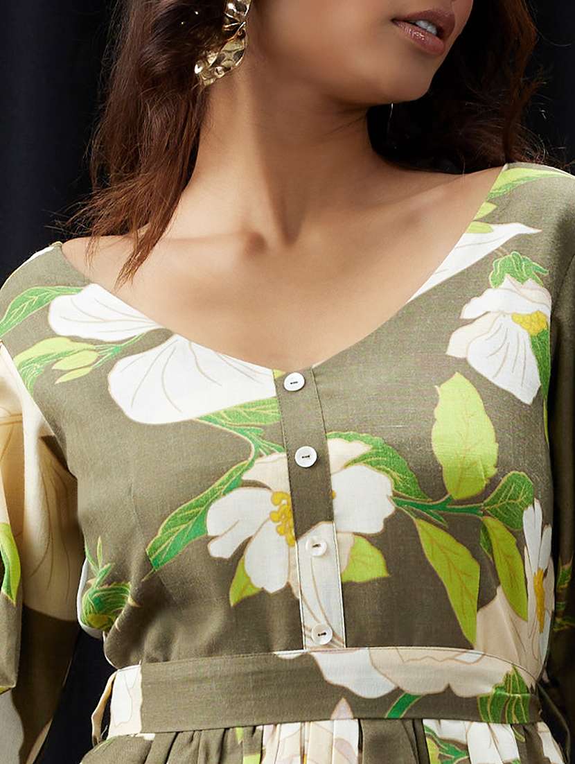 women floral print puff sleeve fit & flare dress - 22013389 -  Standard Image - 4