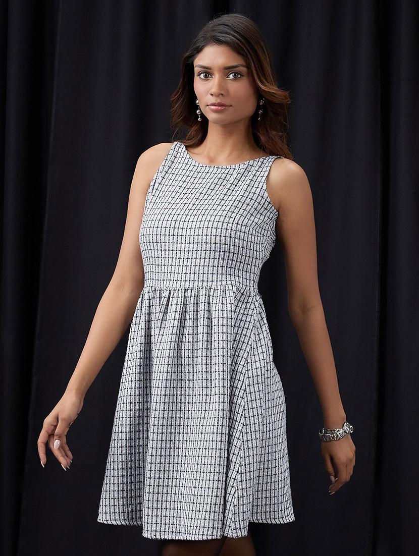 women self designed sleeveless fit & flare dress - 22013394 - Zoom Image - 0
