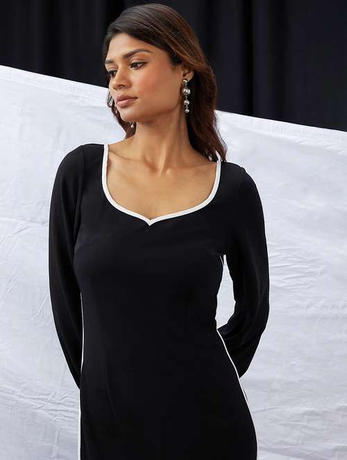 women solid puff sleeve sheath dress - 22013395 -  Standard Image - 0
