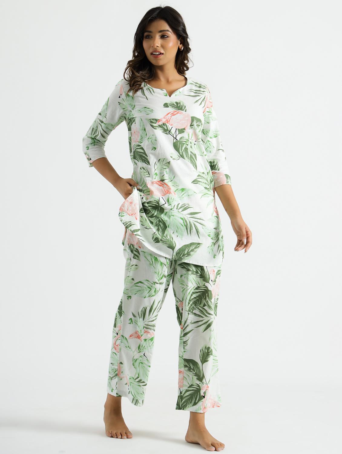 women printed three quarter sleeve co-ord set - 22013428 - Standard Image - 1