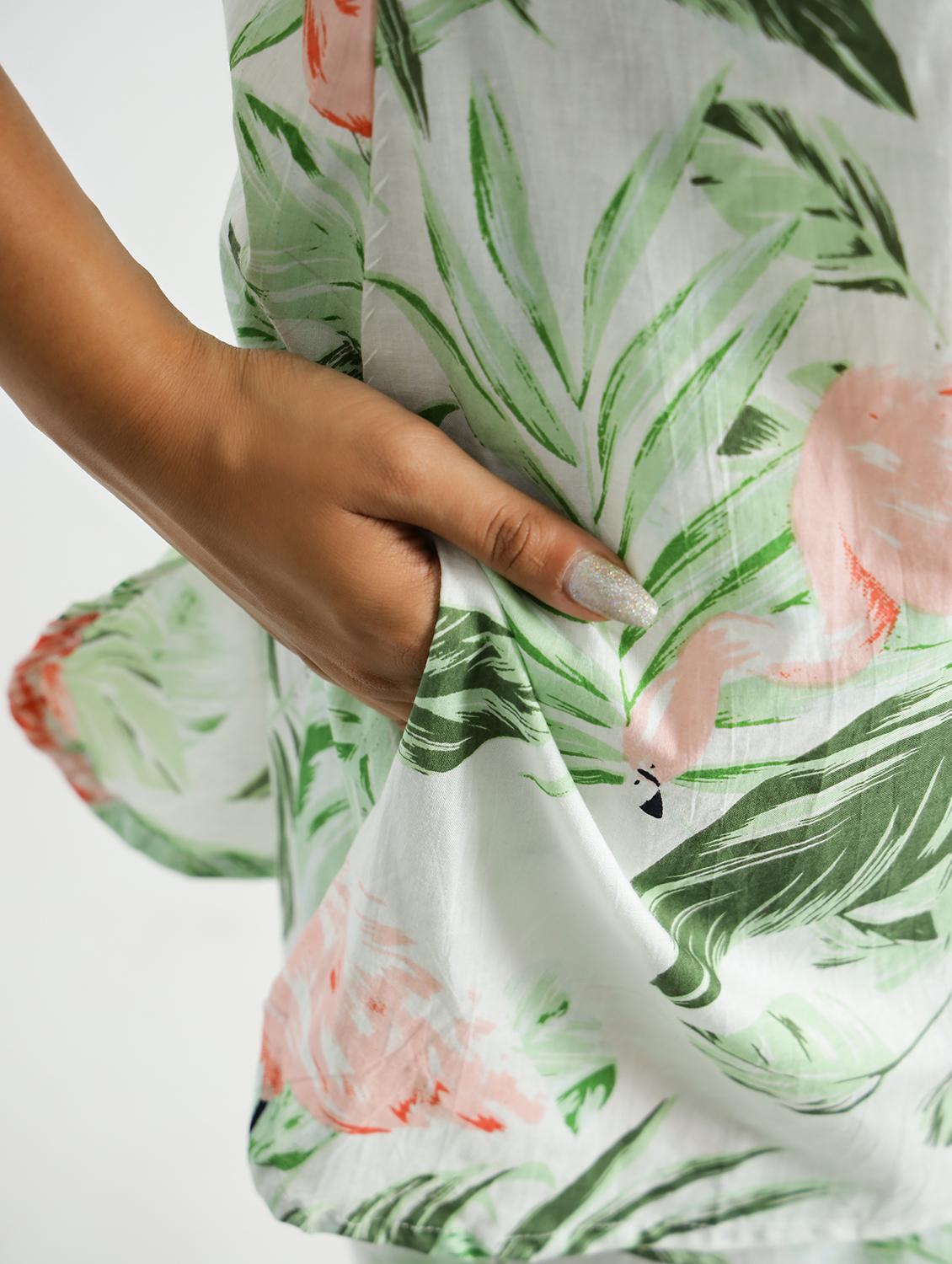 women printed three quarter sleeve co-ord set - 22013428 - Standard Image - 4