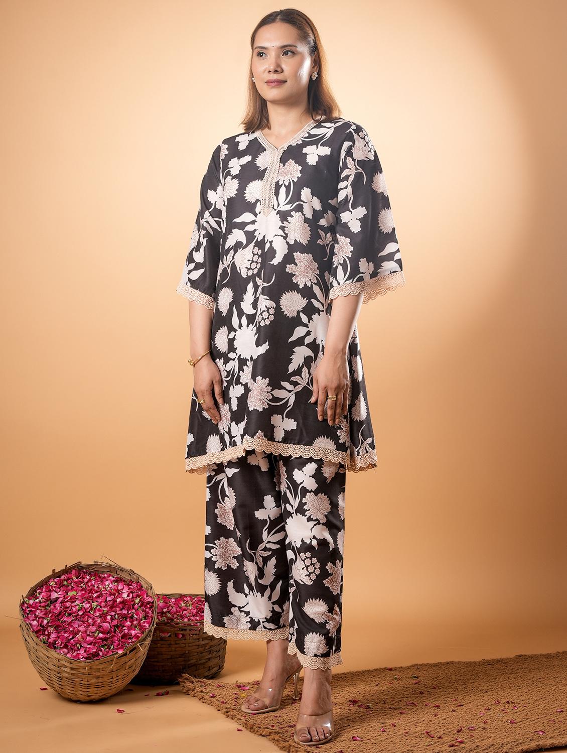 women three quarter sleeve ethnic co-ord set - 22013439 - Standard Image - 1