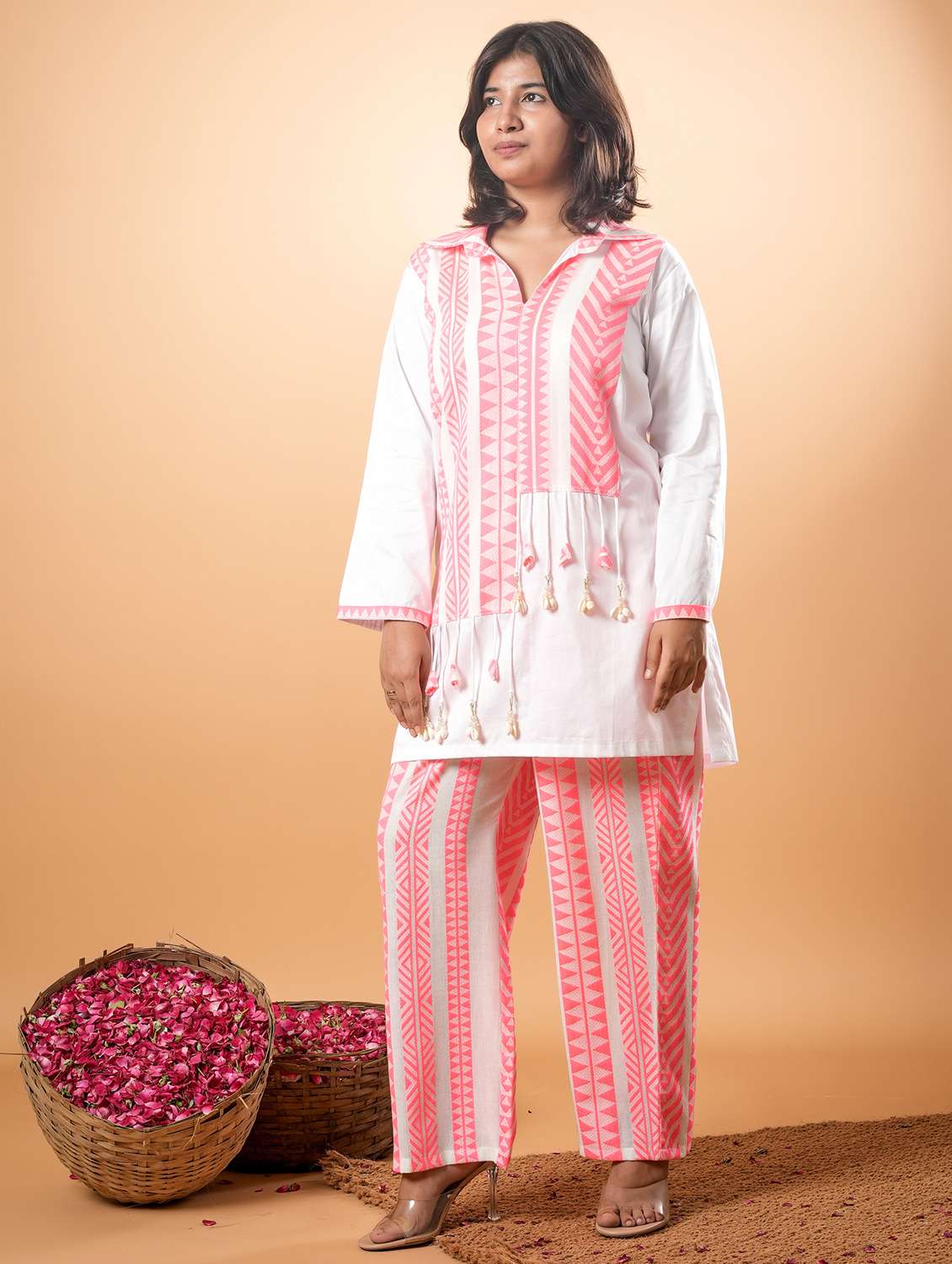 women three quarter sleeve ethnic co-ord set - 22013440 -  Standard Image - 1