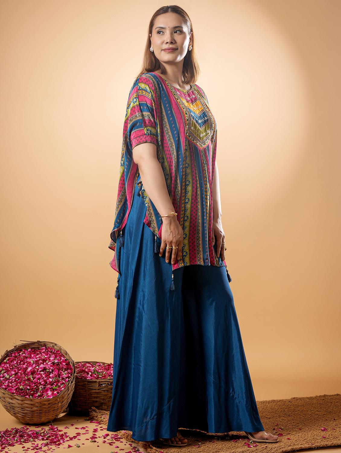 women printed kimono sleeve ethnic co ord set - 22013445 - Standard Image - 4