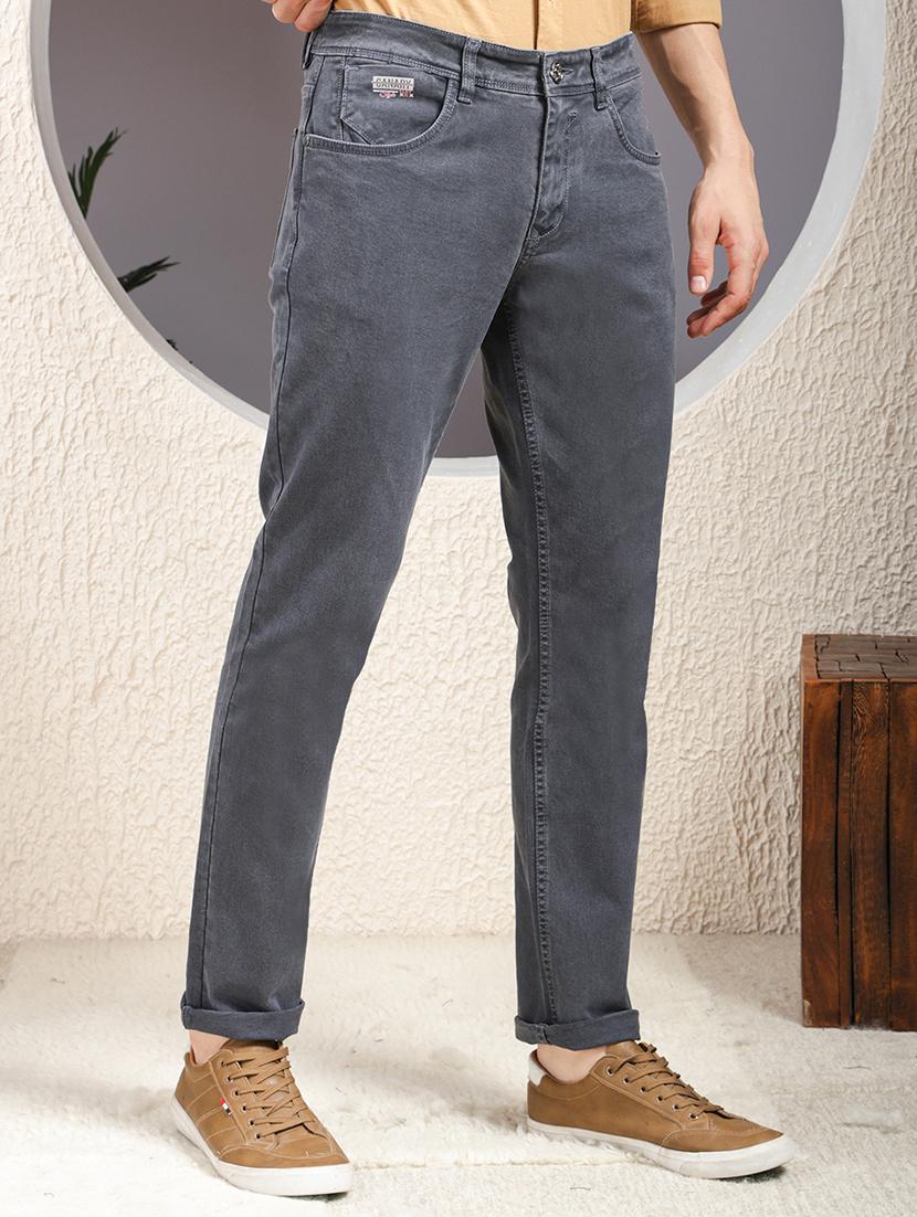 men grey plain low rise slim fit jeans - 22013447 - Standard Image - 1