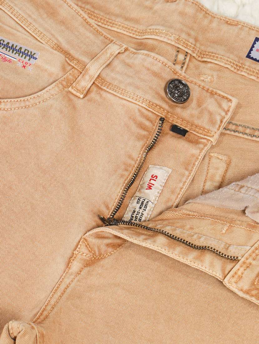 men khaki plain low rise slim fit jeans - 22013448 - Standard Image - 6