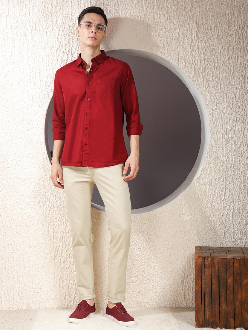 men solid mid rise flat front casual chinos - 22013451 - Standard Image - 4