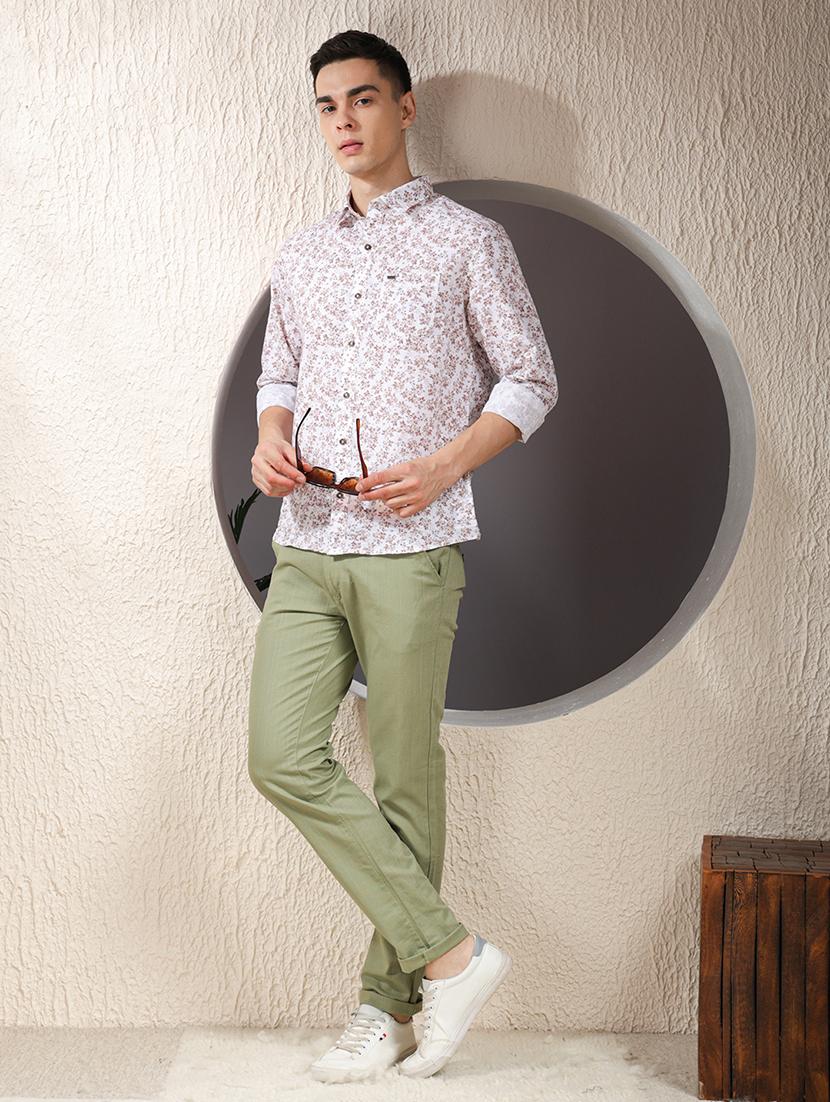men solid mid rise flat front casual chinos - 22013452 - Standard Image - 4