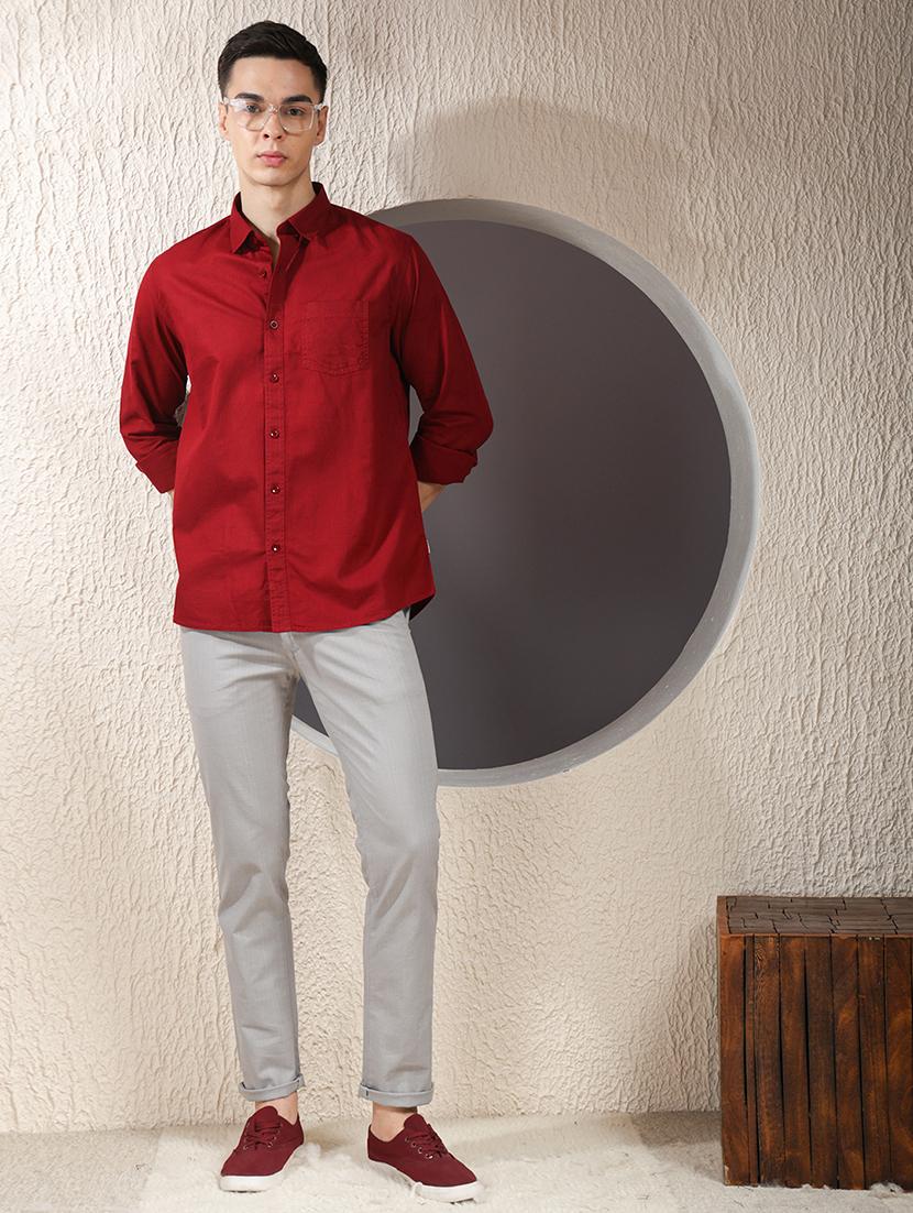 men solid mid rise flat front casual chinos - 22013453 - Standard Image - 4