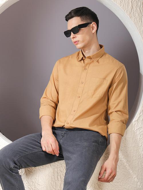 men solid long sleeve regular fit casual shirt - 22013458 - Standard Image - 0