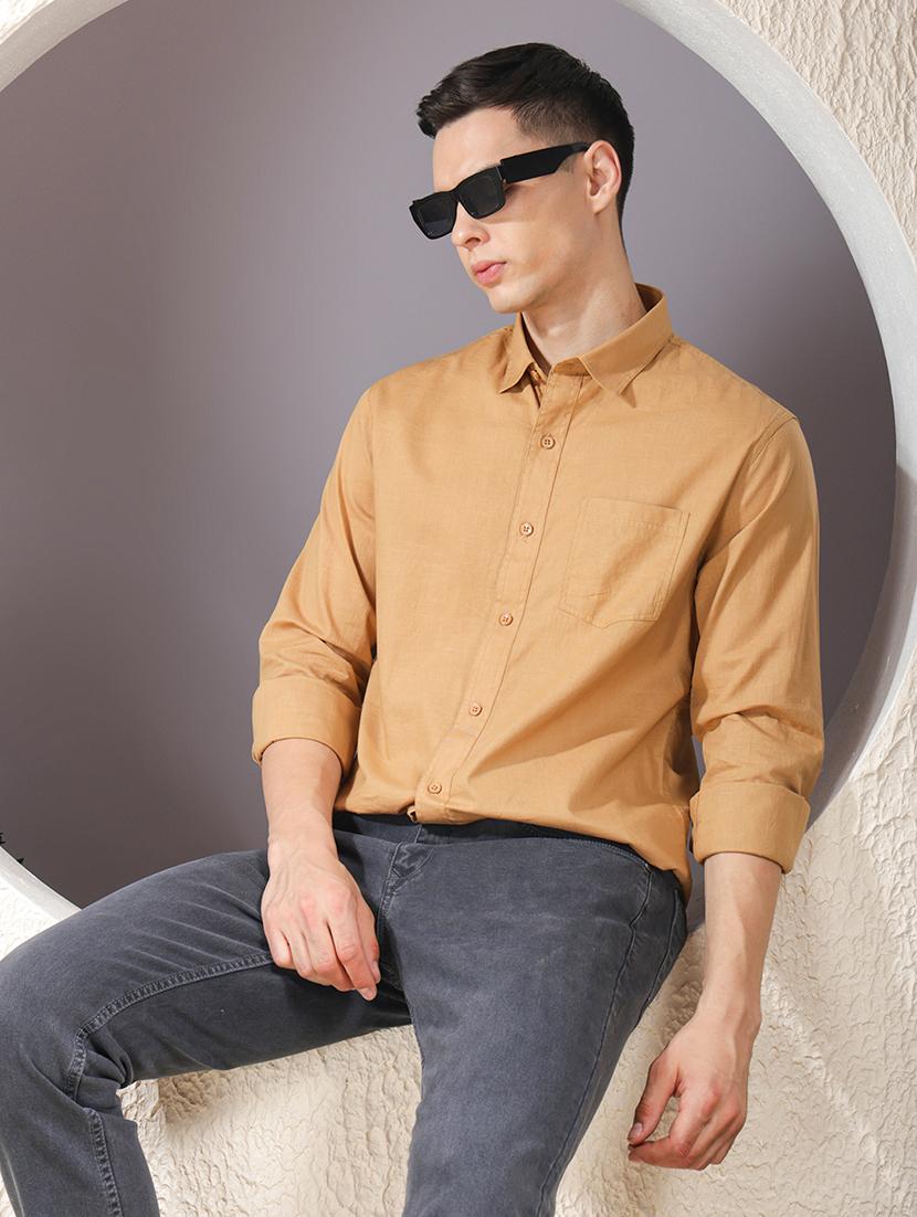men solid long sleeve regular fit casual shirt - 22013458 - Zoom Image - 0