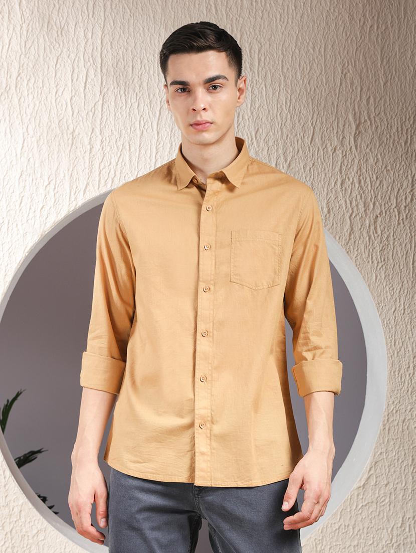 men solid long sleeve regular fit casual shirt - 22013458 - Standard Image - 1