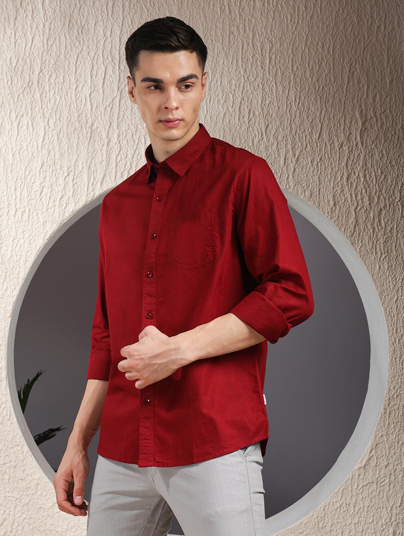 men solid long sleeve regular fit casual shirt - 22013459 - Standard Image - 1