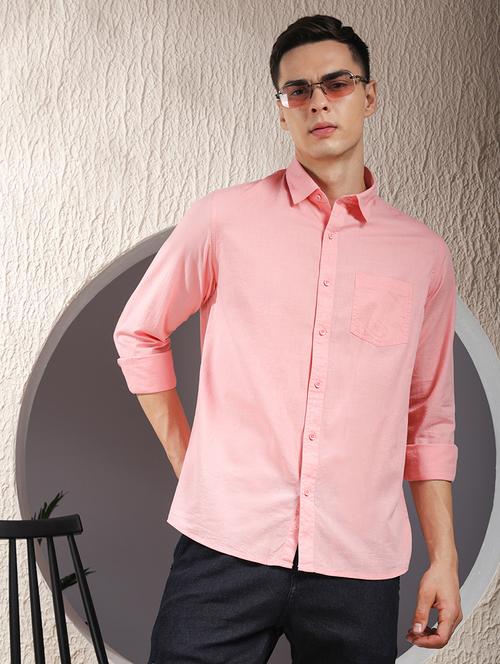 men solid long sleeve regular fit casual shirt - 22013460 - Standard Image - 0