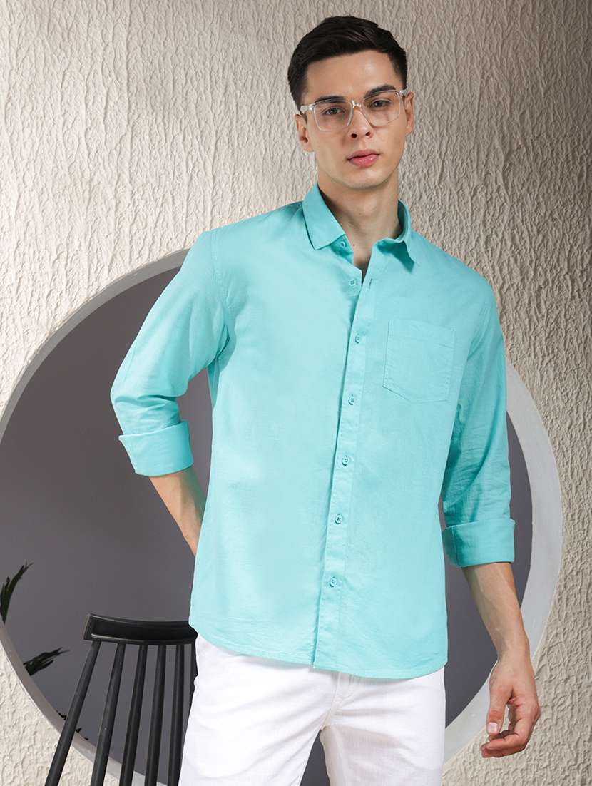 men solid long sleeve regular fit casual shirt