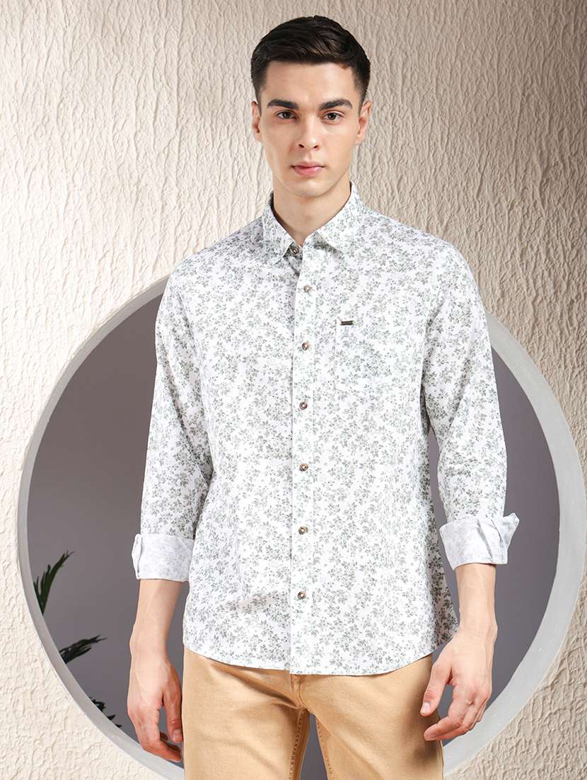 men printed long sleeve regular fit casual shirt - 22013464 -  Zoom Image - 0