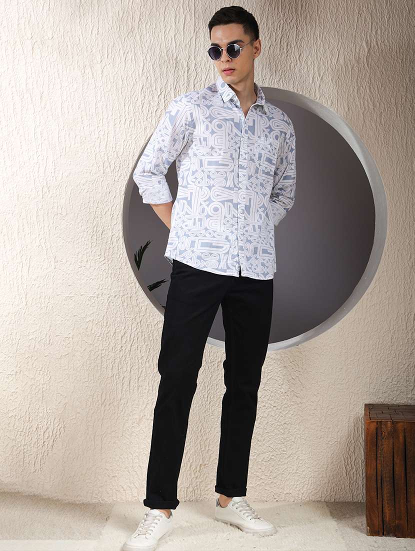 men typographic long sleeve regular fit casual shirt - 22013465 - Standard Image - 6